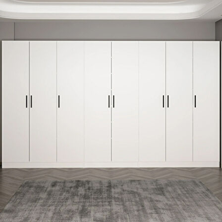 Minar Kale 210 Cm 8 Kapaklı 4B Raf Portmanto Beyaz