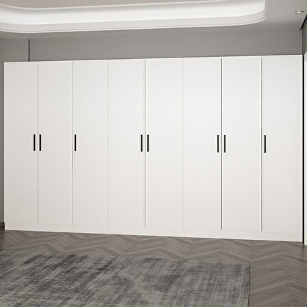 Minar Kale 210 Cm 8 Kapaklı 4B Raf Portmanto Beyaz