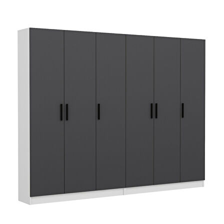 Minar Kale 210 Cm 6 Kapaklı 2B Raf Portmanto Beyaz Antrasit