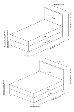 Vitalia Baza Başlık Seti - Antrasit 140x200