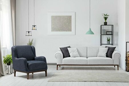 London 3+1 Berjer Koltuk Takımı(Ares Beyaz+Antrasit)