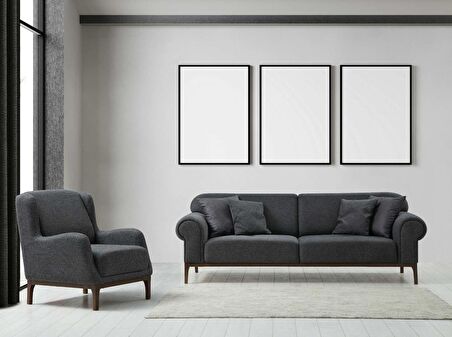 London 3+1 Berjer Koltuk Takımı Koyu Gri