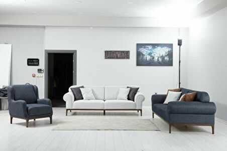 London 3+3+1 Koltuk Takımı(Ares Beyaz+Antrasit)