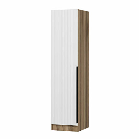 Minar Kale 1 Kapaklı Raflı Dolap Dore - Beyaz Çizgili Mebran 190CM