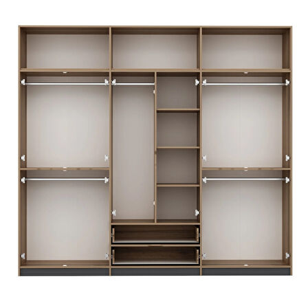 Elina 6 Kapaklı Yüklüklü Dolap - Dore/Antrasit