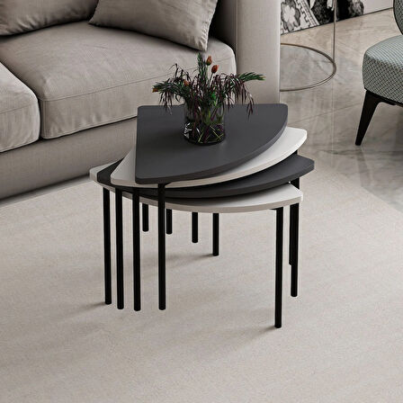 Emma Zigonlu Orta Sehpa - Antrasit/Beyaz