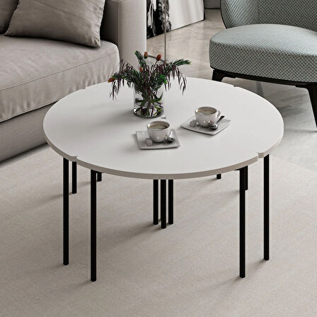 Emma Zigonlu Orta Sehpa - Beyaz/Beyaz