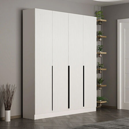 Minar Kale 210 Cm 4 Kapaklı 2B Raf Portmanto Byz Mbr Çizgili Byz