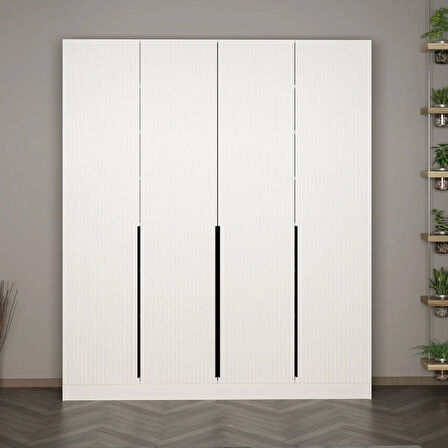 Minar Kale 210 Cm 4 Kapaklı 2B Raf Portmanto Byz Mbr Çizgili Byz