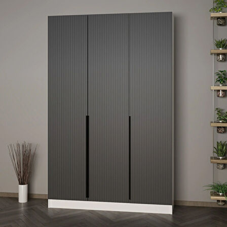 Minar Kale 210 Cm 3 Kapaklı 1B Raf Portmanto Byz Mbr Çizgili Ant