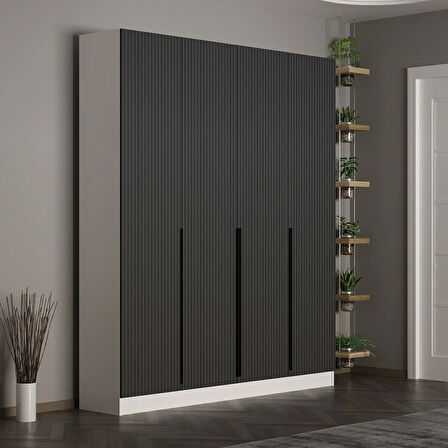 Minar Kale 210 Cm 4 Kapaklı 2B Raf Portmanto Byz Mbr Çizgili Ant