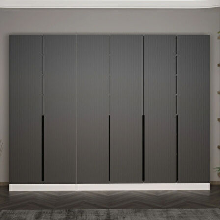 Minar Kale 210 Cm 6 Kapaklı 4B Raf Portmanto Byz Mbr Çizgili Ant