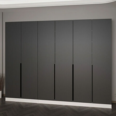 Minar Kale 210 Cm 6 Kapaklı 4B Raf Portmanto Byz Mbr Çizgili Ant