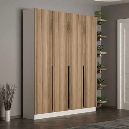 Minar Kale 210 Cm 4 Kapaklı 2B Raf Portmanto Beyaz Dore Plus