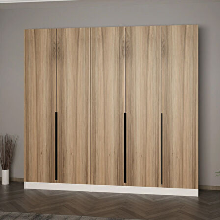 Minar Kale 210 Cm 5 Kapaklı 3B Raf Portmanto Beyaz Dore Plus