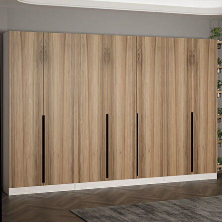 Minar Kale 210 Cm 7 Kapaklı 5B Raf Portmanto Beyaz Dore Plus