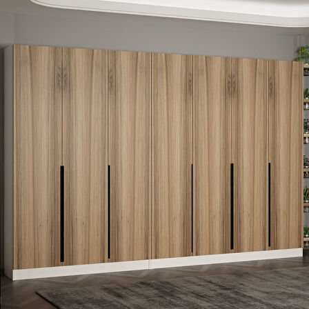 Minar Kale 210 Cm 7 Kapaklı 3B Raf Portmanto Beyaz Dore Plus