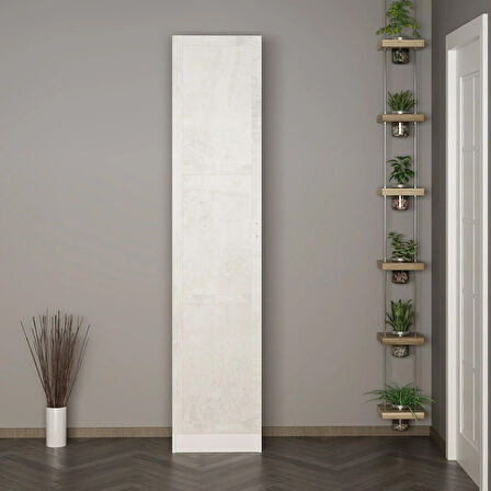 Minar Kale 210 Cm 1 Kapaklı 1B Raf Portmanto Beyaz Eskitme Beyaz