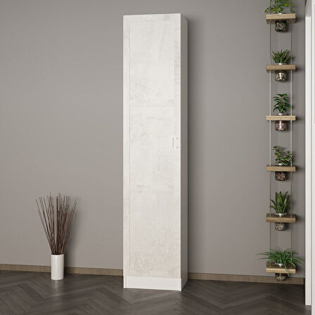 Minar Kale 210 Cm 1 Kapaklı 1B Raf Portmanto Beyaz Eskitme Beyaz