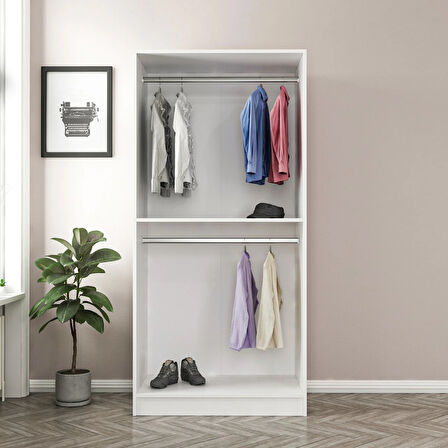 Kale 2 Kapaklı Aynalı Zincir Dolap - Beyaz 190CM