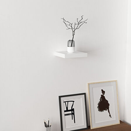 Minar Gizli Tutuculu Duvar Rafı 23 cm - M.Beyaz