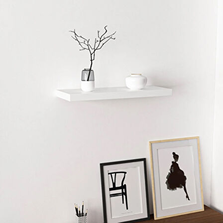 Minar Gizli Tutuculu Duvar Rafı 60 cm - Beyaz