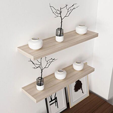 Minar Gizli Tutuculu 2'li Duvar Rafı 80 cm - Sonomo