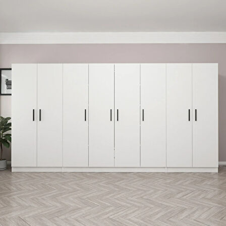 Kale 8 Kapak 2 Çekmece Zincir Dolap - Beyaz 190CM