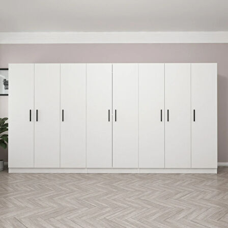 Kale 8 Kapak 4 Çekmece Zincir Dolap - Beyaz 190CM