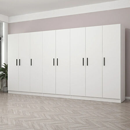 Kale 8 Kapak 4 Çekmece Zincir Dolap - Beyaz 190CM