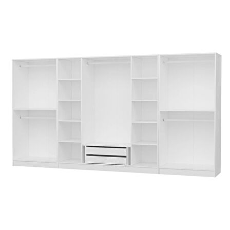 Kale 8 Kapak Aynalı 2 Çekmece Zincir Dolap - Beyaz 190CM