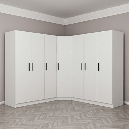 Kale 7 Kapak 4Ç Köşe Zincir Dolap - Beyaz 190CM