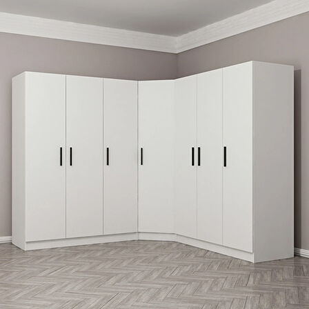 Kale 7 Kapak 4Ç Köşe Zincir Dolap - Beyaz 190CM