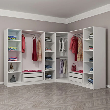 Kale 8 Kapak 4Ç Köşe Zincir Dolap - Beyaz 190CM