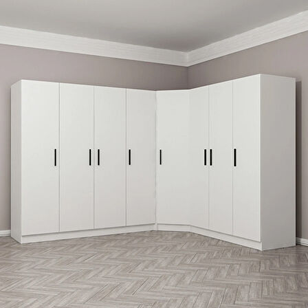 Kale 8 Kapak 4Ç Köşe Zincir Dolap - Beyaz 190CM