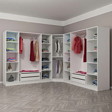 Kale 9 Kapak 4Ç Köşe Zincir Dolap - Beyaz 190CM