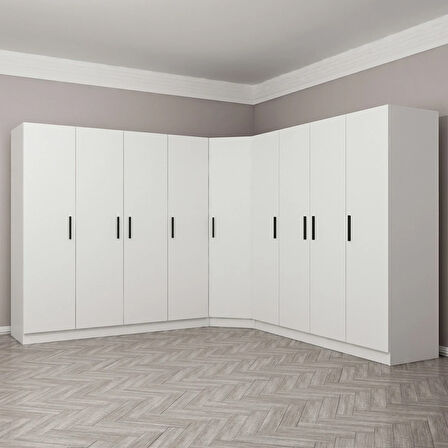 Kale 9 Kapak 4Ç Köşe Zincir Dolap - Beyaz 190CM