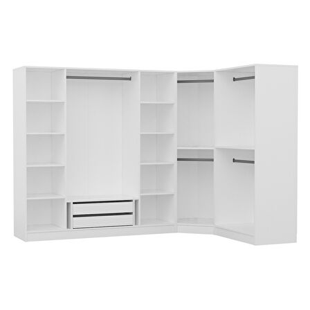 Kale Country 7 Kapak 2Ç Köşe Zincir Dolap - Eskitme Beyaz 190CM