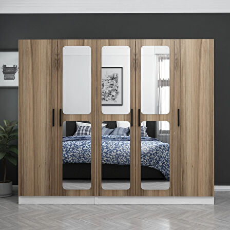 Kale 5 Kapaklı Aynalı 2Ç Dolap - Dore 190CM