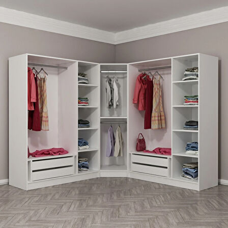 Kale 7 Kapaklı 4Ç Köşe Dolap - Pera Ceviz 190CM