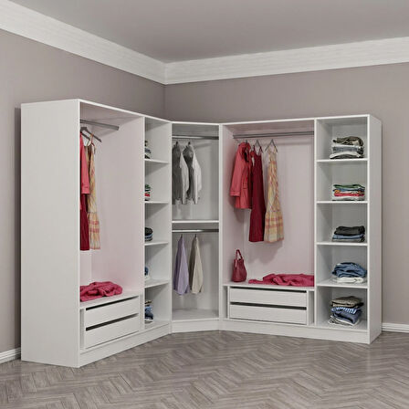 Kale 7 Kapaklı 4Ç Köşe Dolap - Pera Ceviz 190CM