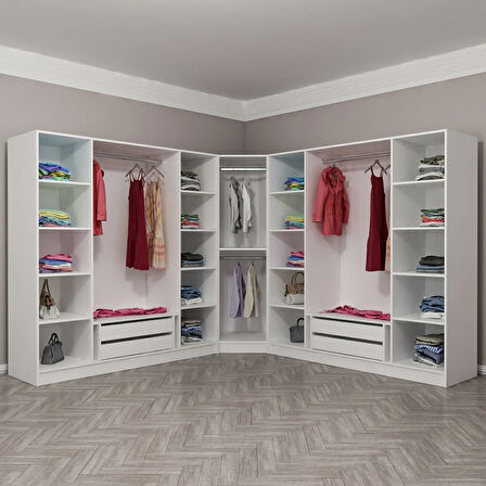 Kale 9 Kapaklı 4Ç Köşe Dolap - Dore 190CM