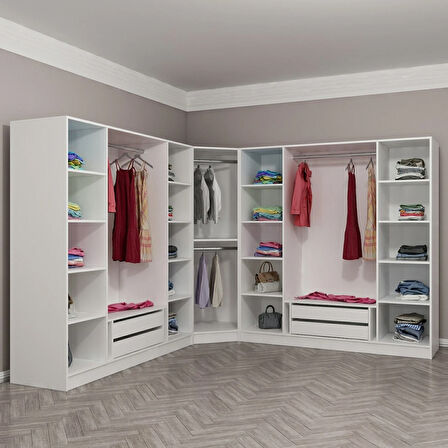 Kale 9 Kapaklı 4Ç Köşe Dolap - Dore 190CM