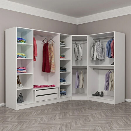 Kale 7 Kapaklı Aynalı 2Ç Köşe Dolap - Dore 190CM