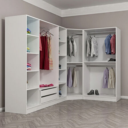 Kale 7 Kapaklı Aynalı 2Ç Köşe Dolap - Dore 190CM