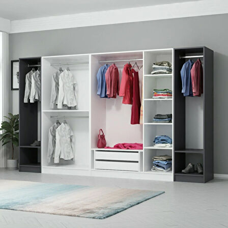 Kale 7 Kapaklı 2Ç Dolap - Beyaz Antrasit