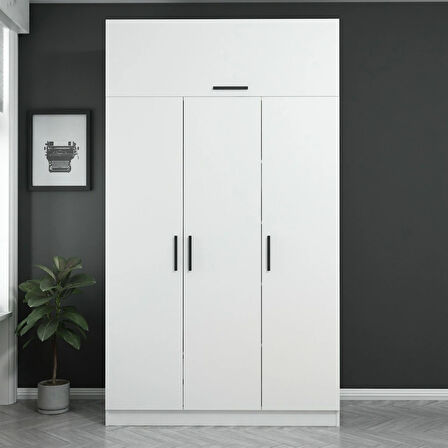 Kale 3 Kapaklı Zincir Dolap-Yüklük - Beyaz 235CM