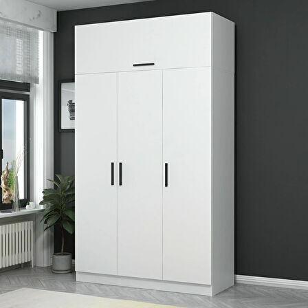 Kale 3 Kapaklı Zincir Dolap-Yüklük - Beyaz 235CM