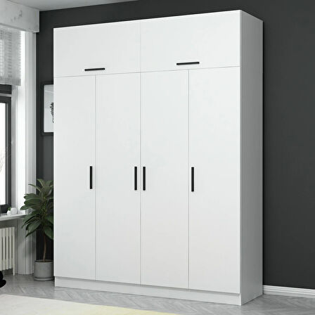 Kale 4 Kapaklı Zincir Dolap-Yüklük - Beyaz 235CM