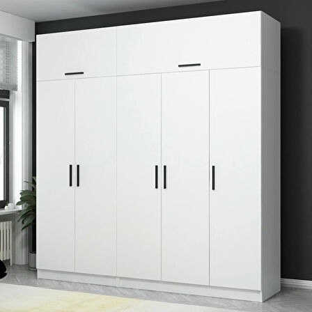 Kale 5 Kapaklı Zincir Dolap-Yüklük - Beyaz 235CM